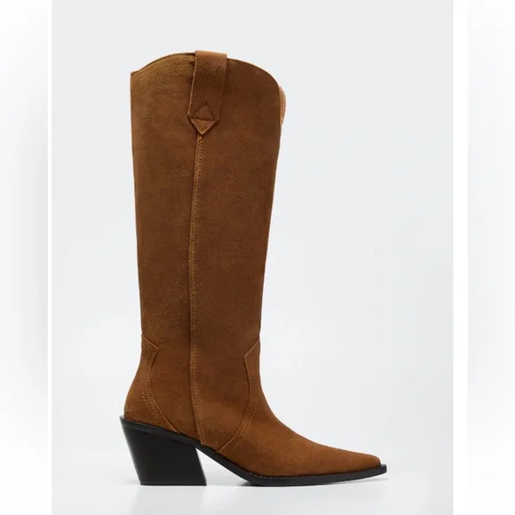 Mango Brown Suede Knee-High Boots - Picture 1 of 7
